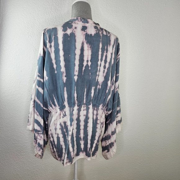 Sim & Sam Gray White Tie Dye Oversized Cardigan Kimono Top - Picture 5 of 7